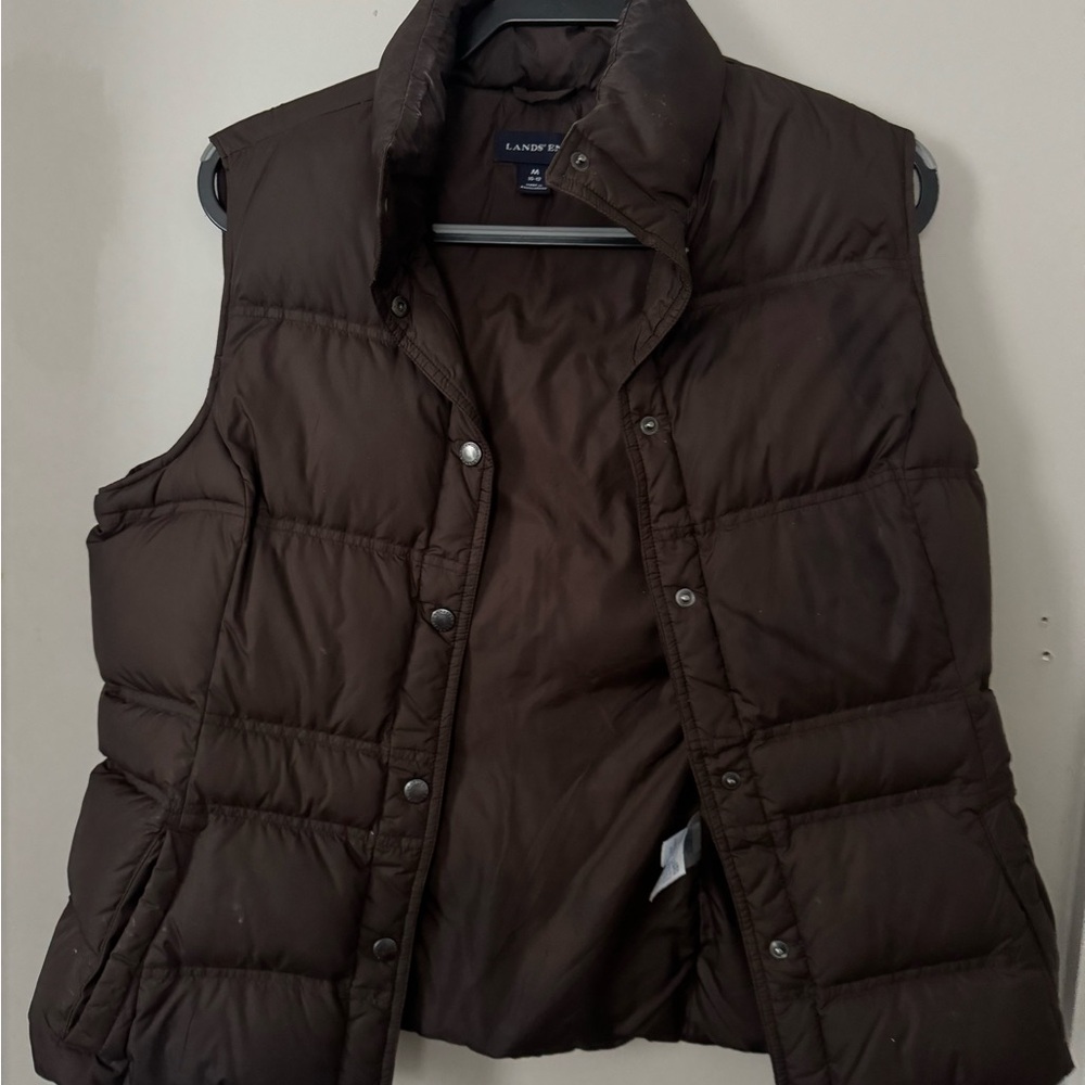 Lands' End Women's Dark Brown puffer Vest
